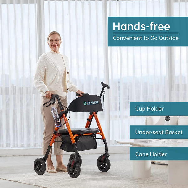 KLD-9218 All Terrain Dual-Brake Rollator Walker 8" Wheels