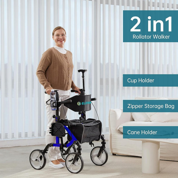 KLD-9224 2-in-1 Rollator Walker 10" Wheels