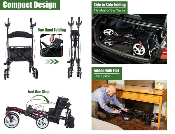 HFK-9223 Dual-Brake Upright Walker 10" Wheels