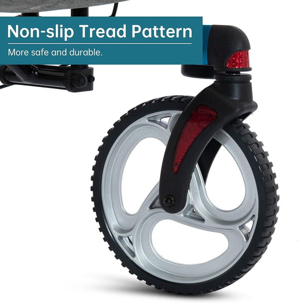 KLD-9282 Dual-Brake Knob Adjustment Height Rollator Walker 10" Wheels