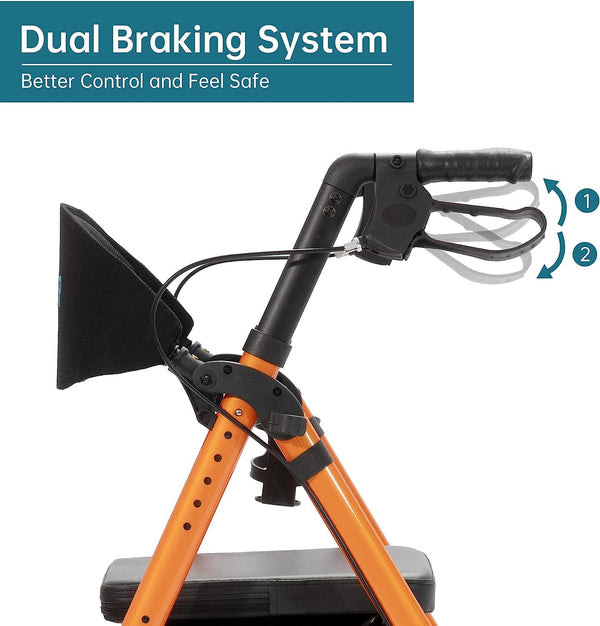 KLD-9218 All Terrain Dual-Brake Rollator Walker 8" Wheels