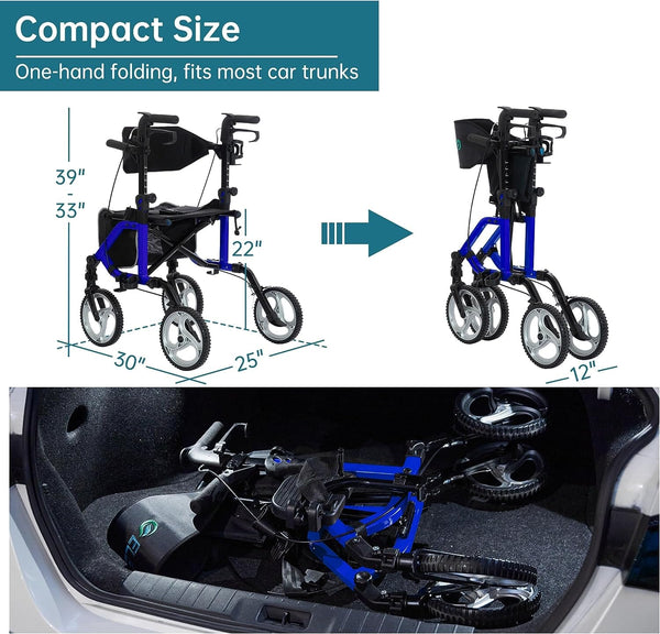 KLD-9224 2-in-1 Rollator Walker 10" Wheels