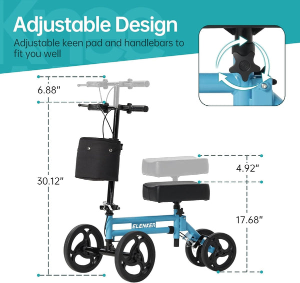 YF-9005E Adjustable Steerable Medical Knee Walker 10" Wheels