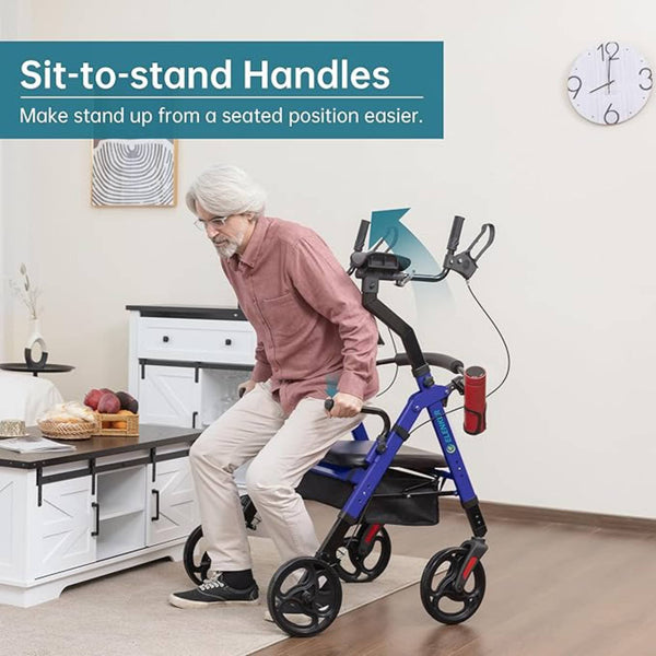 YF-9008A Dual-Brake Heavy Duty Upright Walker 10" Wheels