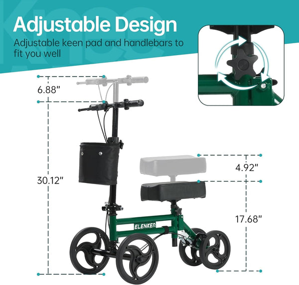 YF-9005E Adjustable Steerable Medical Knee Walker 10" Wheels