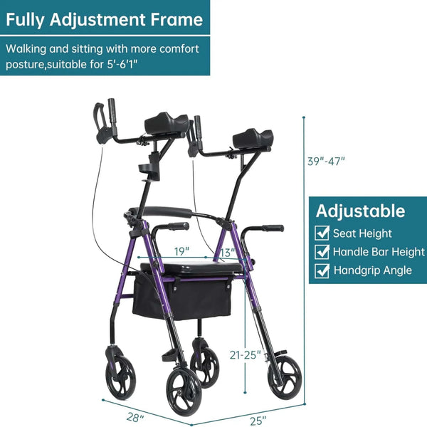 HFK-9236 Dual-Brake Upright Walker 8" Wheels
