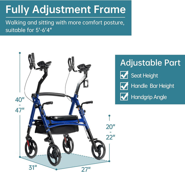 YF-9008A Dual-Brake Heavy Duty Upright Walker 10" Wheels
