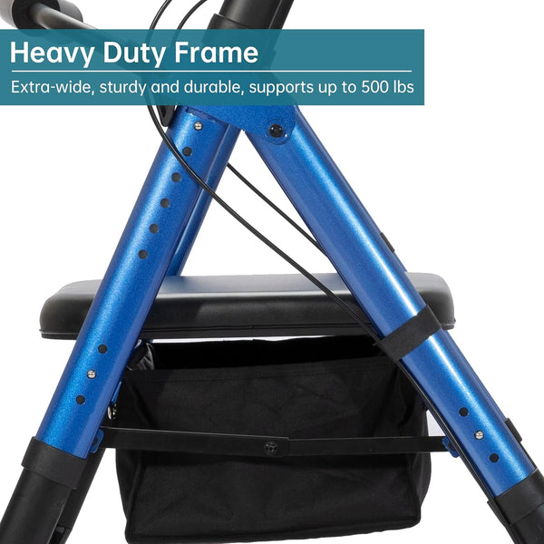 HFK-9219 Dual-Brake Heavy Duty Rollator Walker 10" Wheels