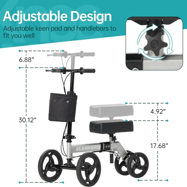 YF-9002A Steerable Deluxe Medical Knee Walker 10" Wheels
