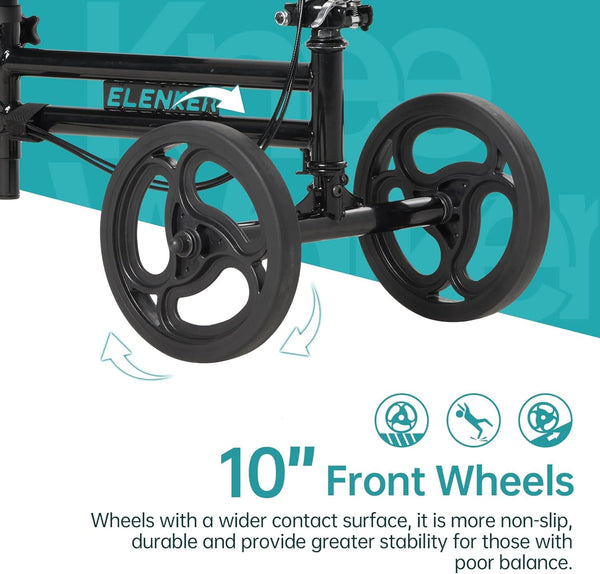 YF-9005E Adjustable Steerable Medical Knee Walker 10" Wheels