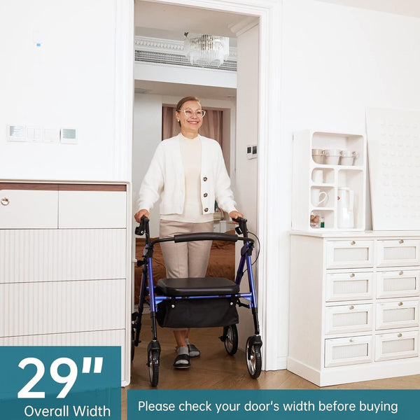 HFK-9219 Dual-Brake Heavy Duty Rollator Walker 10" Wheels