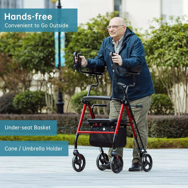 HFK-9236 Dual-Brake Upright Walker 8" Wheels