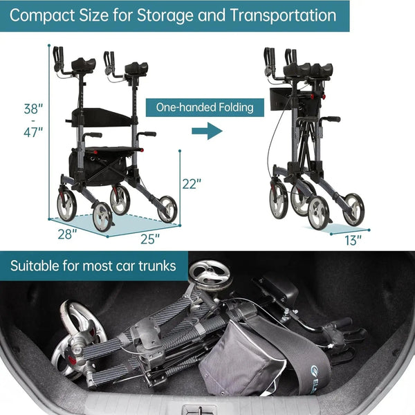 HFK-9223 Dual-Brake Upright Walker 10" Wheels