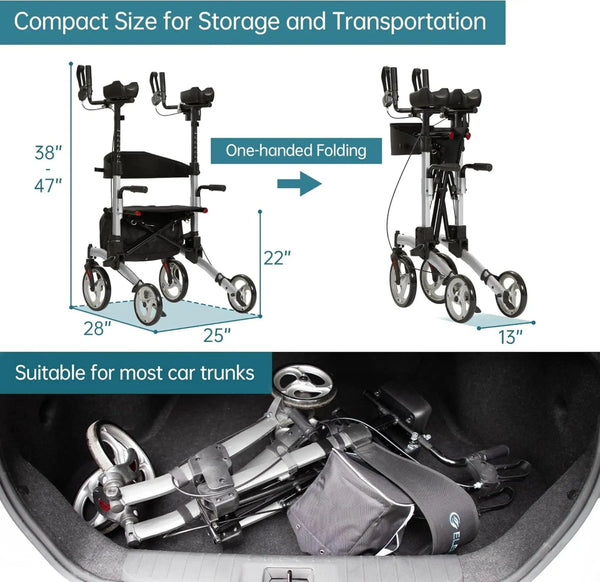 HFK-9223 Dual-Brake Upright Walker 10" Wheels