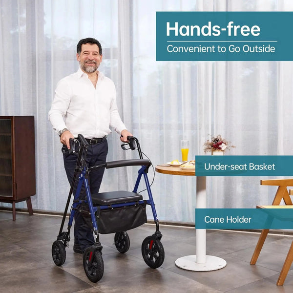 YF-9007D All-Terrain Dual-Brake Rollator Walker 10" wheels