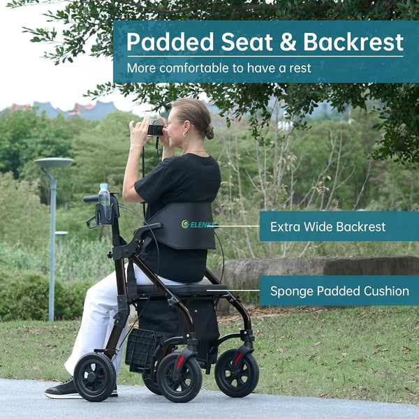 HFK-9269KD All Terrain 2-in-1 Rollator Walker 10" Wheels