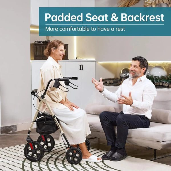 YF-9007D All-Terrain Dual-Brake Rollator Walker 10" wheels