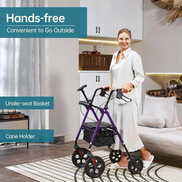 YF-9007D All-Terrain Dual-Brake Rollator Walker 10" wheels