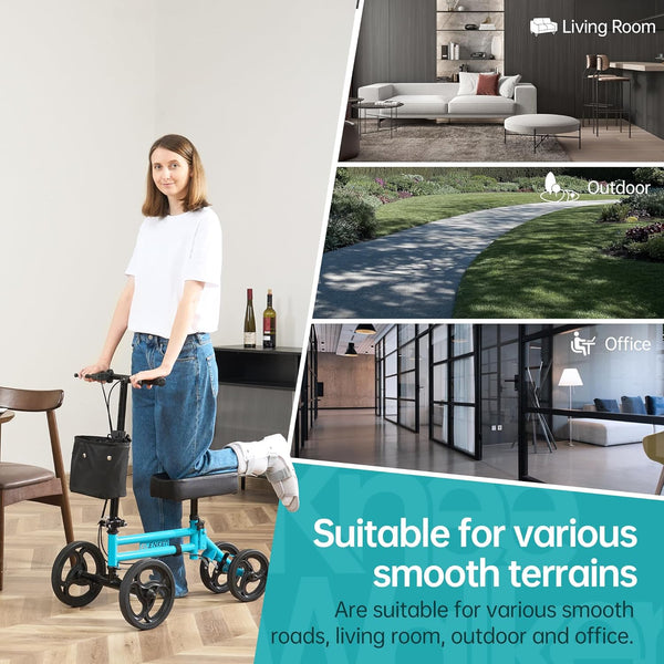 YF-9005E Adjustable Steerable Medical Knee Walker 10" Wheels