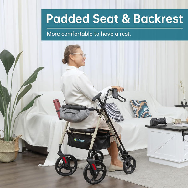 YF-9007C Dual-Brake Rollator Walker 10" Wheels