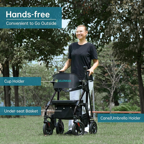 HFK-9269KD All Terrain 2-in-1 Rollator Walker 10" Wheels