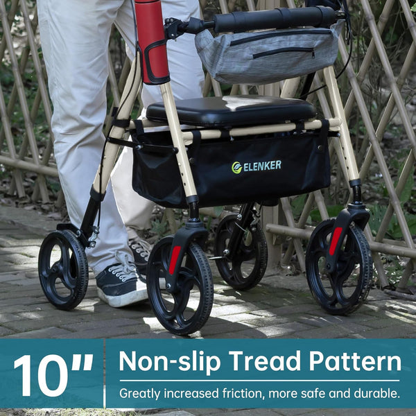 YF-9007C Dual-Brake Rollator Walker 10" Wheels