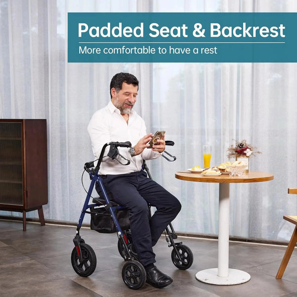 YF-9007D All-Terrain Dual-Brake Rollator Walker 10" wheels