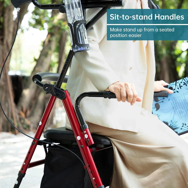 HFK-9236 Dual-Brake Upright Walker 8" Wheels