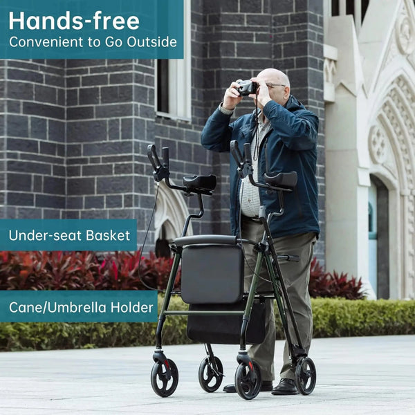 HFK-9236 Dual-Brake Upright Walker 8" Wheels