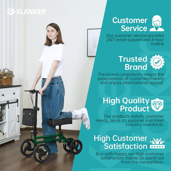 YF-9005E Adjustable Steerable Medical Knee Walker 10" Wheels