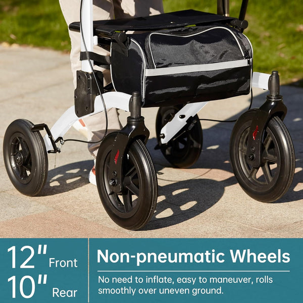 HFK-9240-2 All Terrain Dual-Brake Upright Walker 12" wheels