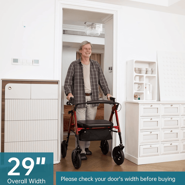 HFK-9219KD-2 All-Terrain Heavy Duty No-Assembly Rollator Walker 10" Wheels