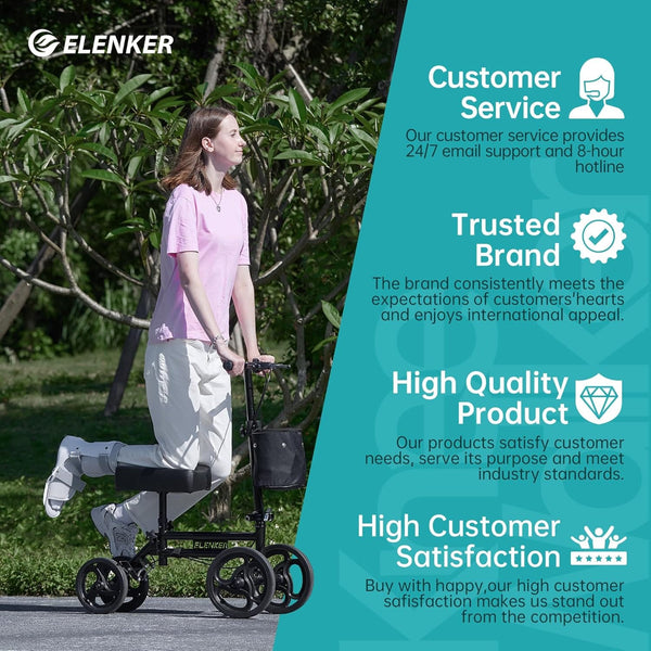 YF-9005E Adjustable Steerable Medical Knee Walker 10" Wheels