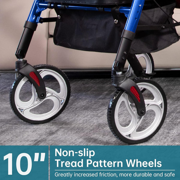HFK-9219 Dual-Brake Heavy Duty Rollator Walker 10" Wheels