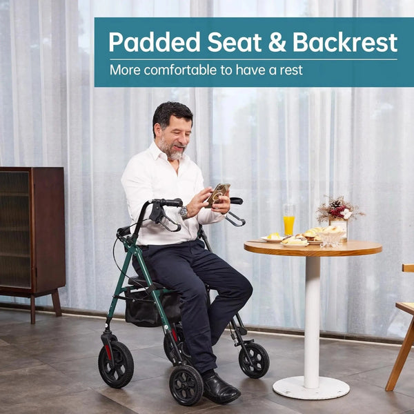 YF-9007D All-Terrain Dual-Brake Rollator Walker 10" wheels