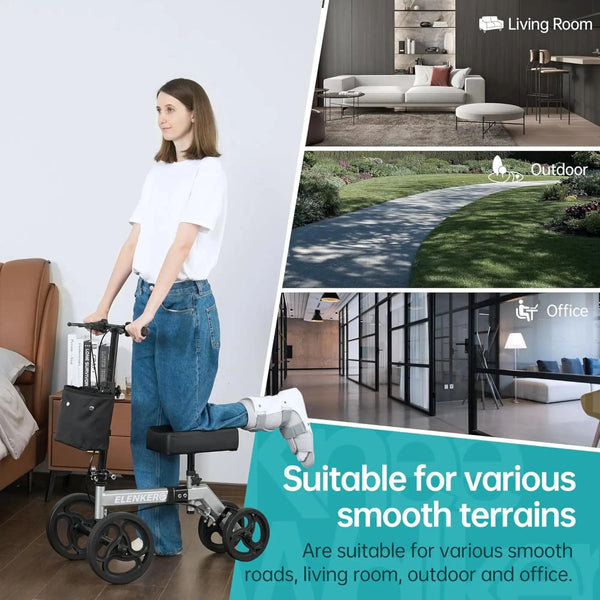 YF-9002A Steerable Deluxe Medical Knee Walker 10" Wheels