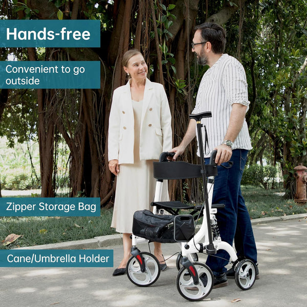 HFK-9211 Dual-Brake Shock-Absorbing Rollator Walker 10" Wheels