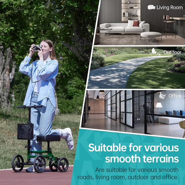 YF-9005E Adjustable Steerable Medical Knee Walker 10" Wheels