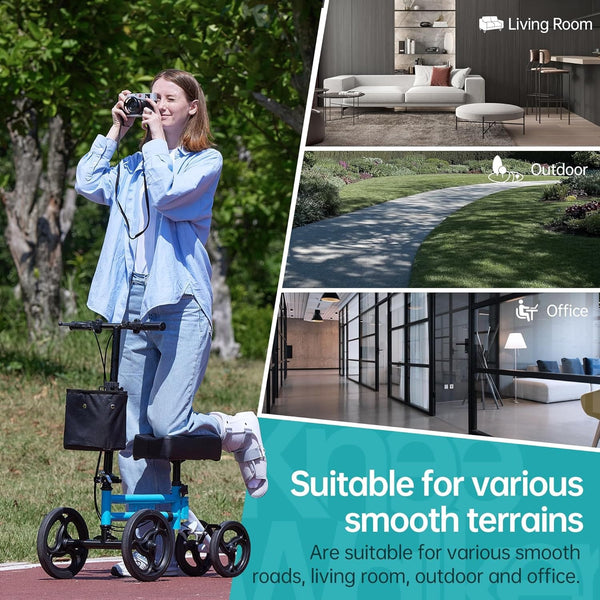 YF-9005E Adjustable Steerable Medical Knee Walker 10" Wheels