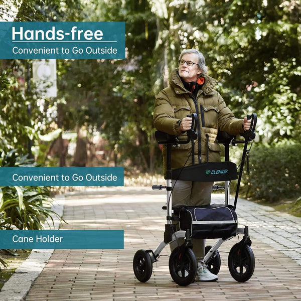 HFK-9240-2 All Terrain Dual-Brake Upright Walker with Seat and 12" wheels