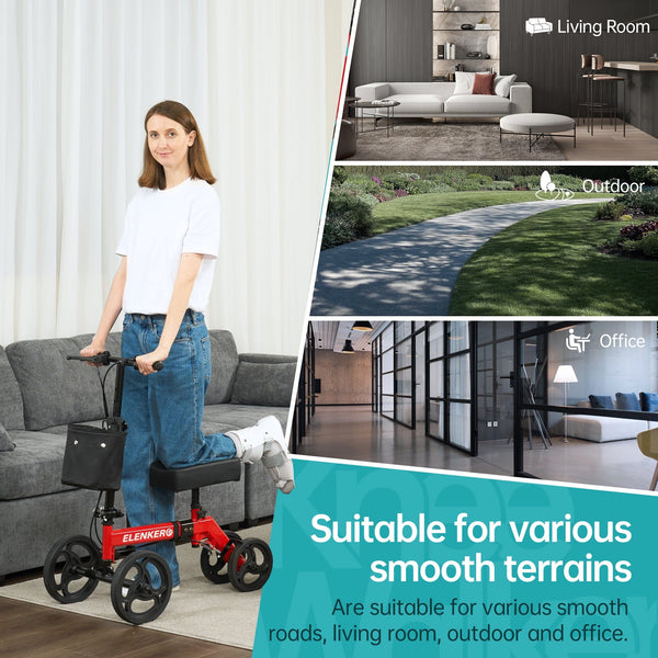 YF-9002A Steerable Deluxe Medical Knee Walker 10" Wheels