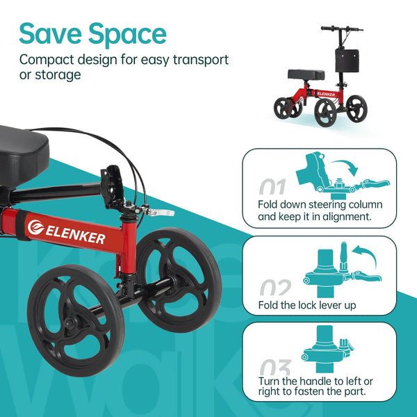 YF-9002A Steerable Deluxe Medical Knee Walker 10" Wheels