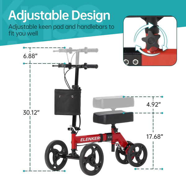 YF-9002A Steerable Deluxe Medical Knee Walker 10" Wheels