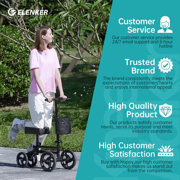 YF-9005G Economy Knee Walker 10" Wheels with Dual Braking System