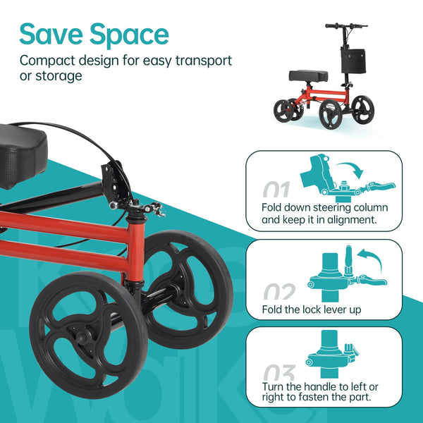 YF-9005G Economy Knee Walker 10" Wheels with Dual Braking System