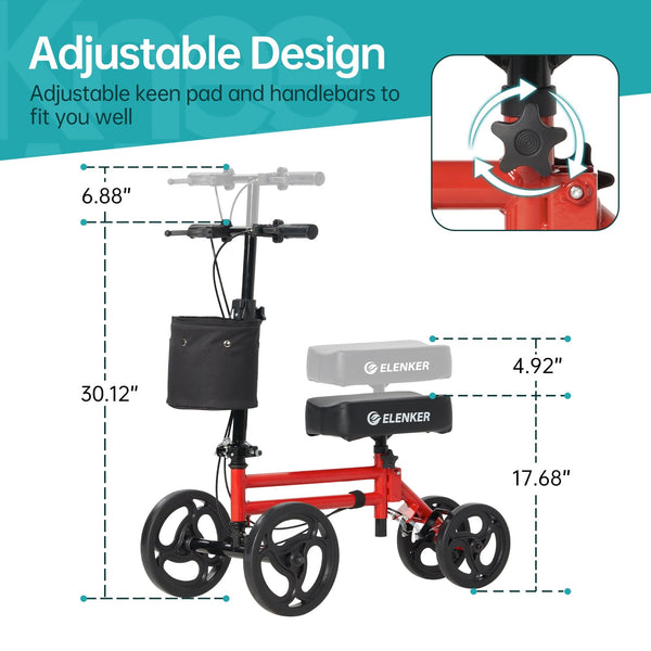YF-9005G Economy Knee Walker 10" Wheels with Dual Braking System