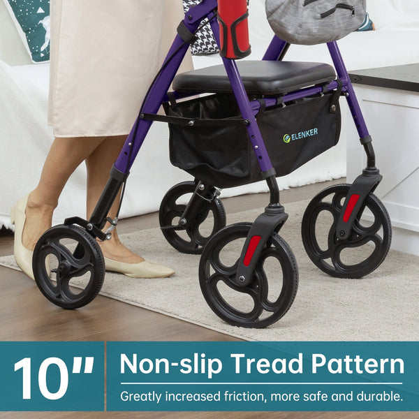 YF-9007C Dual-Brake Rollator Walker 10" Wheels