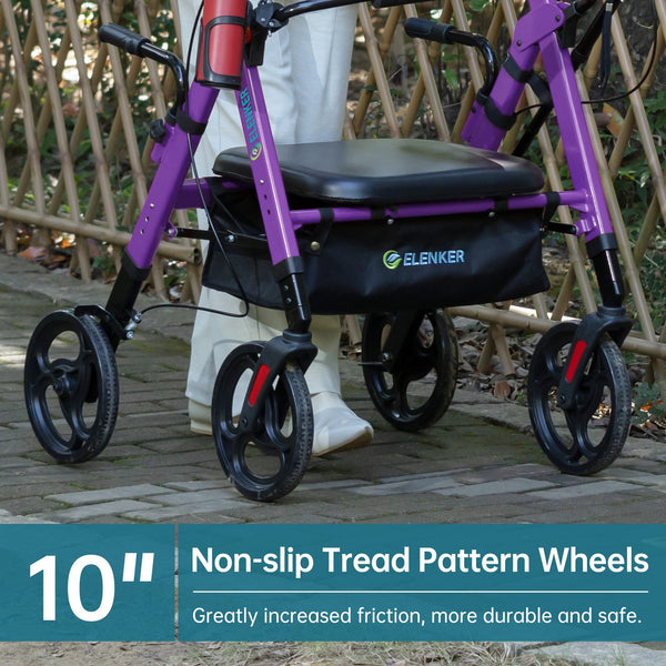 YF-9008A Dual-Brake Heavy Duty Upright Walker 10" Wheels