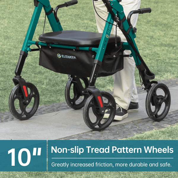 YF-9008A Dual-Brake Heavy Duty Upright Walker 10" Wheels