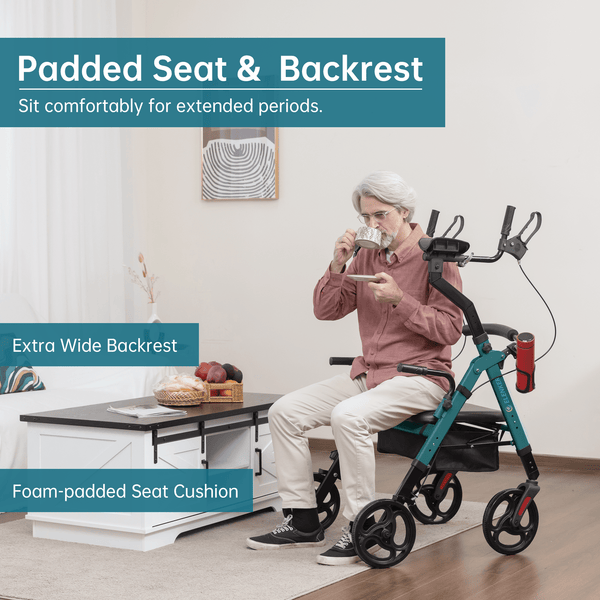 YF-9008A Dual-Brake Heavy Duty Upright Walker 10" Wheels